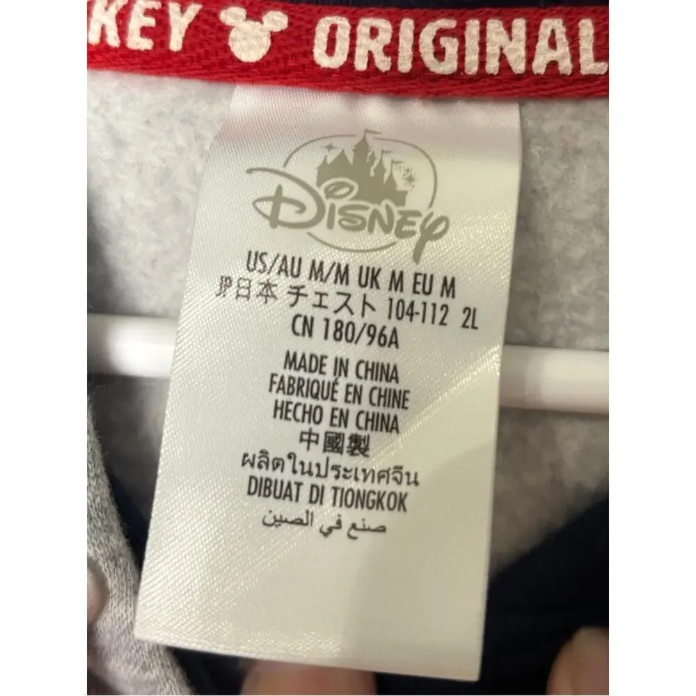 Disney Varsity Patch Classic Mickey Disneyland Hoodie Sweatshirt Gray Navy M